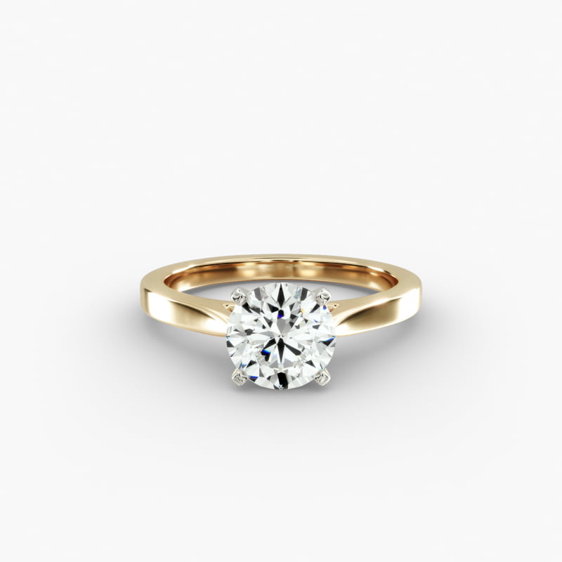 Petite Cathedral Solitaire Engagement Ring in 14k Yellow Gold
