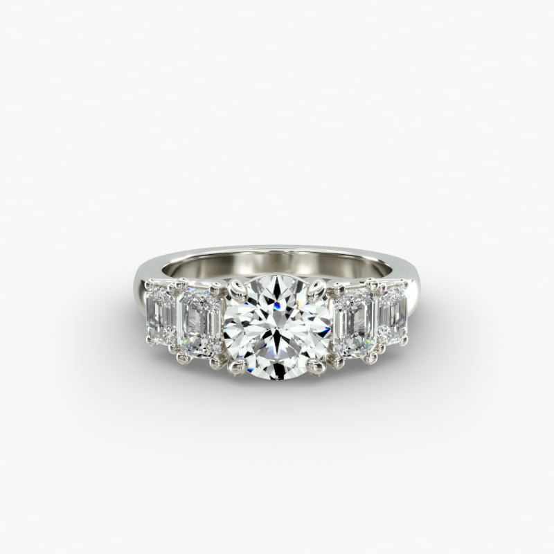 Four Stone Emerald Diamond Engagement Ring in Platinum