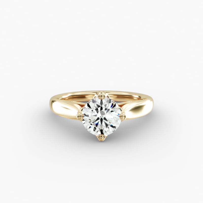 Solitaire Compass Set Engagement Ring in 14k Yellow Gold
