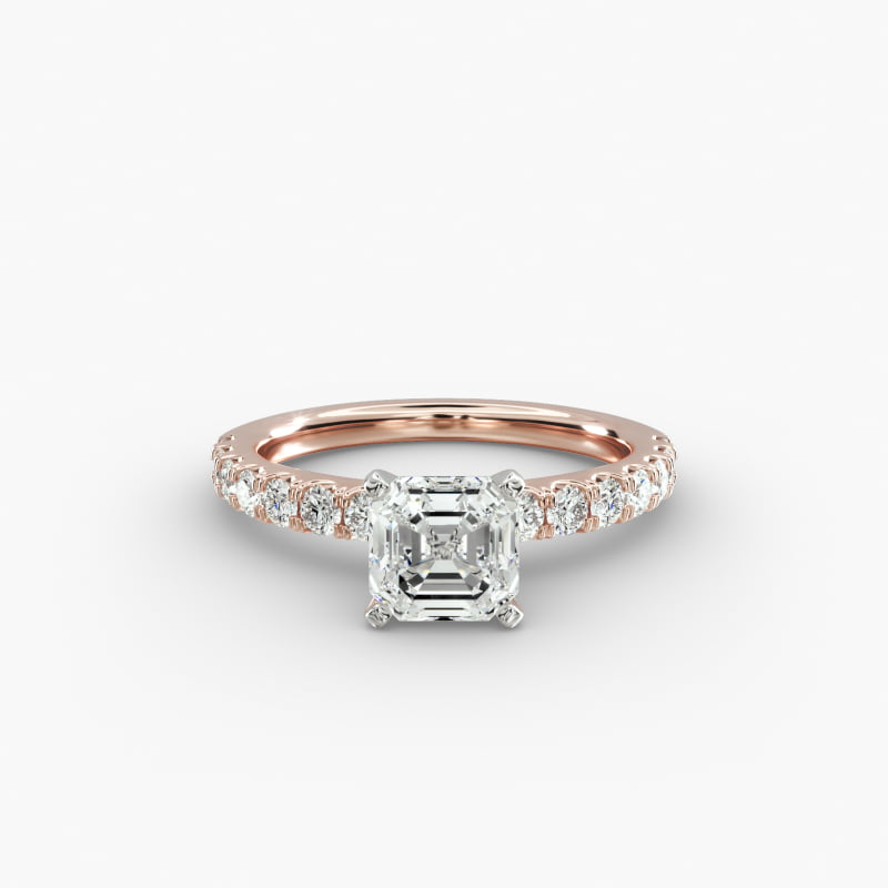 Scalloped Pavé Lab-Grown Diamond Engagement Ring in 14k Rose Gold (3/8 ct. tw.)