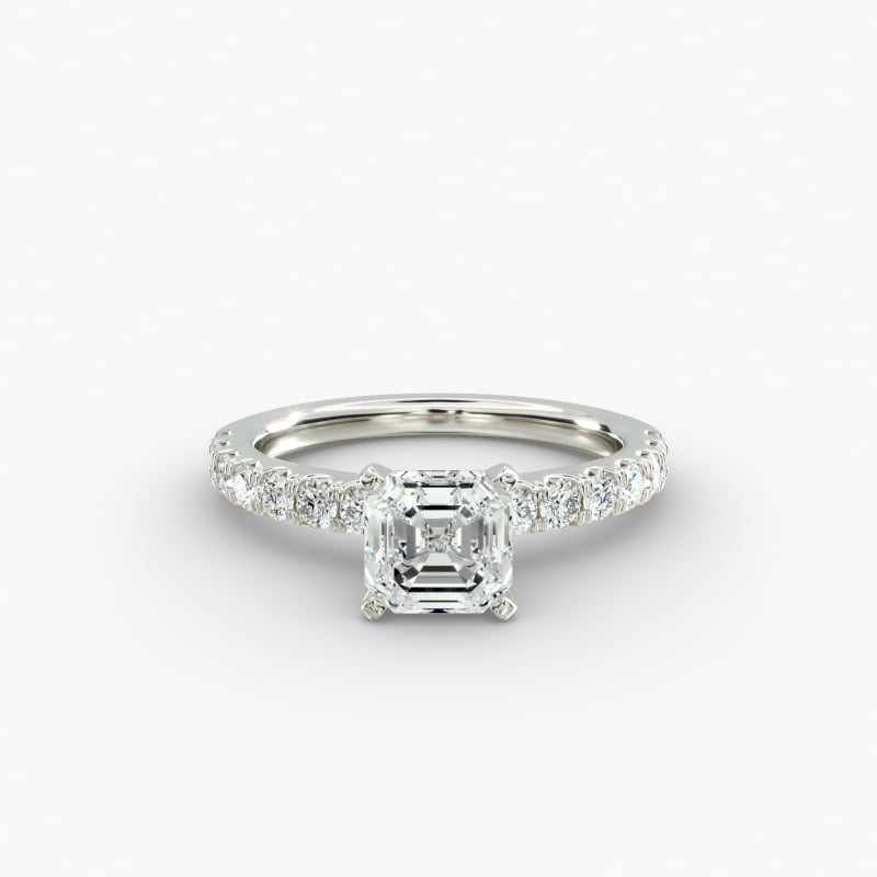 Scalloped Pavé Lab-Grown Diamond Engagement Ring in 14K White Gold (3/8 ct. tw.)