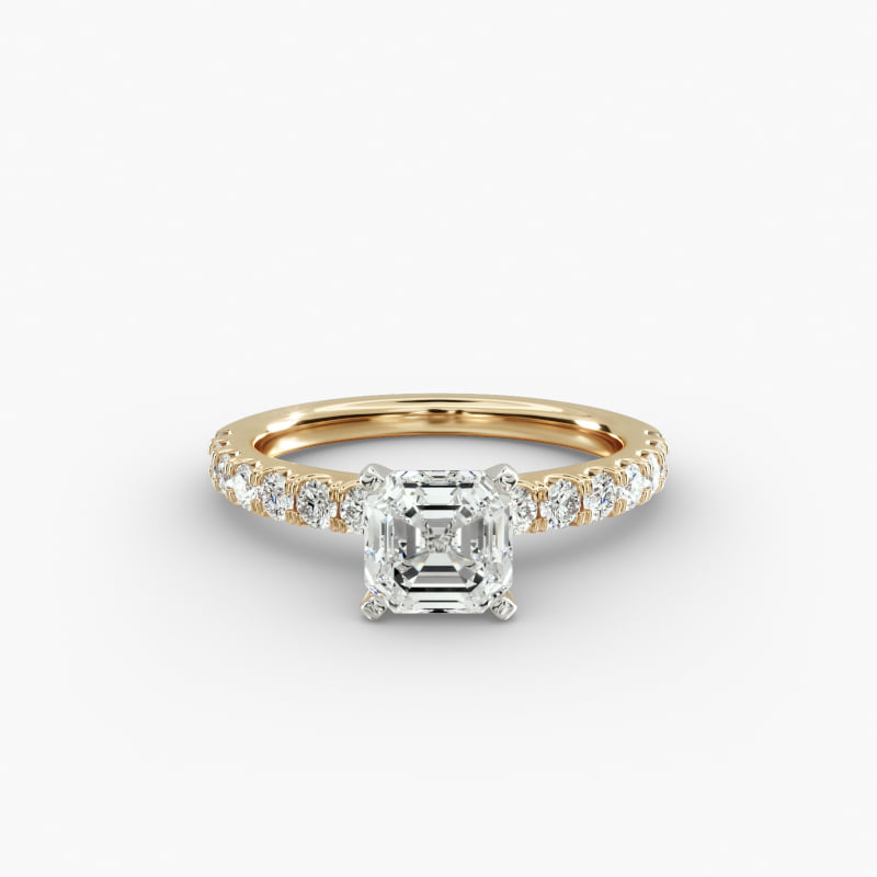 Scalloped Pavé Lab-Grown Diamond Engagement Ring in 14K Yellow Gold (3/8 ct. tw.)