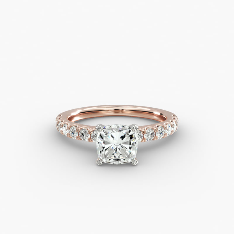 Scalloped Pavé Lab-Grown Diamond Engagement Ring in 14k Rose Gold (3/8 ct. tw.)