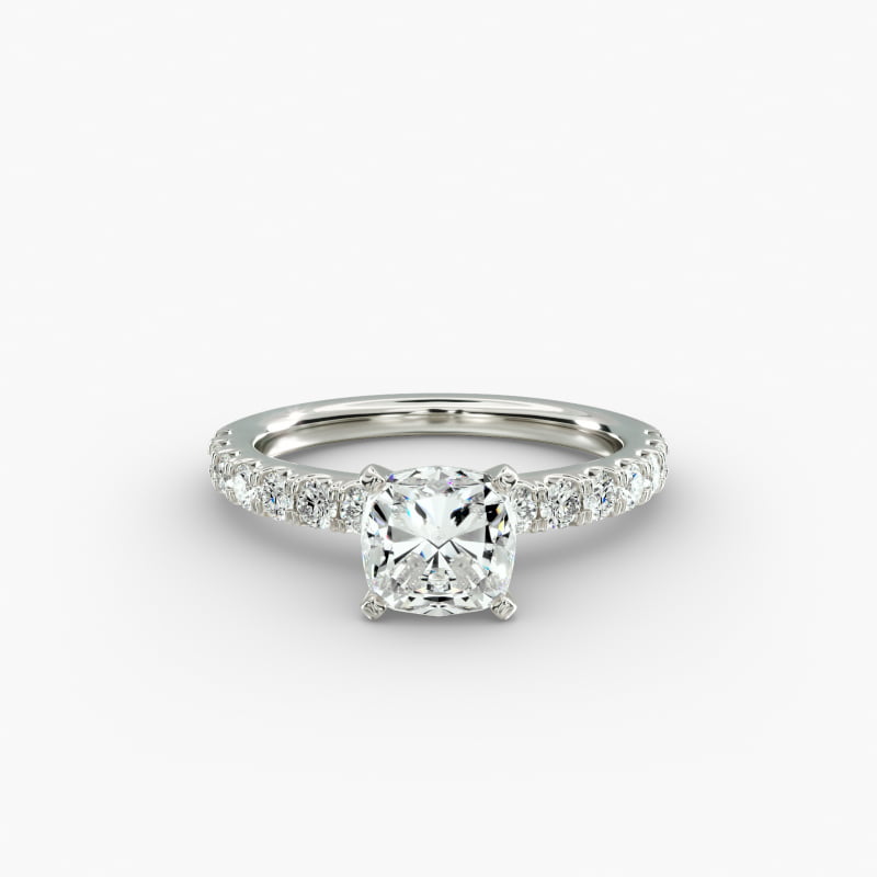 Scalloped Pavé Lab-Grown Diamond Engagement Ring in Platinum (3/8 ct. tw.)