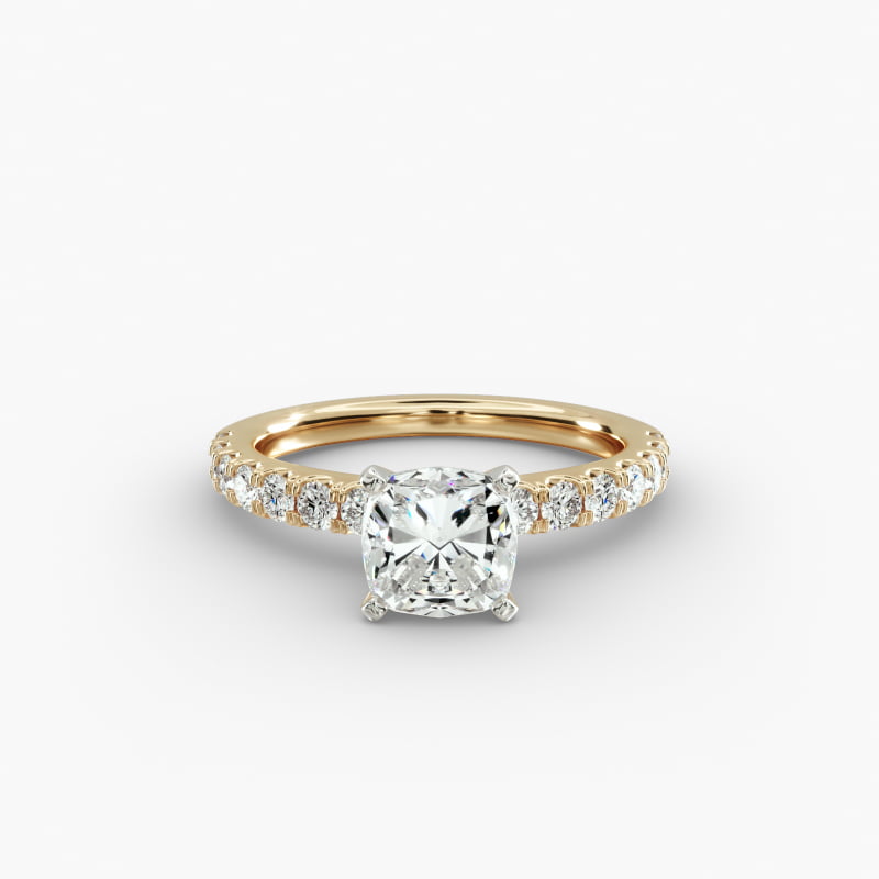 Scalloped Pavé Lab-Grown Diamond Engagement Ring in 14K Yellow Gold (3/8 ct. tw.)