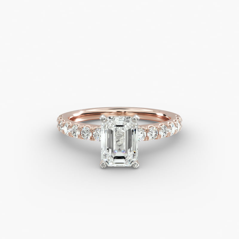Scalloped Pavé Lab-Grown Diamond Engagement Ring in 14k Rose Gold (3/8 ct. tw.)