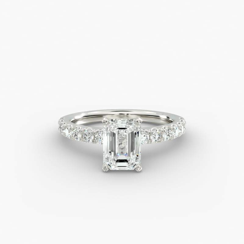 Scalloped Pavé Lab-Grown Diamond Engagement Ring in 14K White Gold (3/8 ct. tw.)