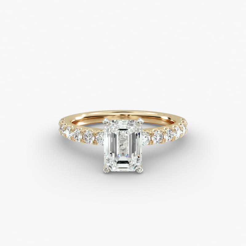 Scalloped Pavé Lab-Grown Diamond Engagement Ring in 14K Yellow Gold (3/8 ct. tw.)