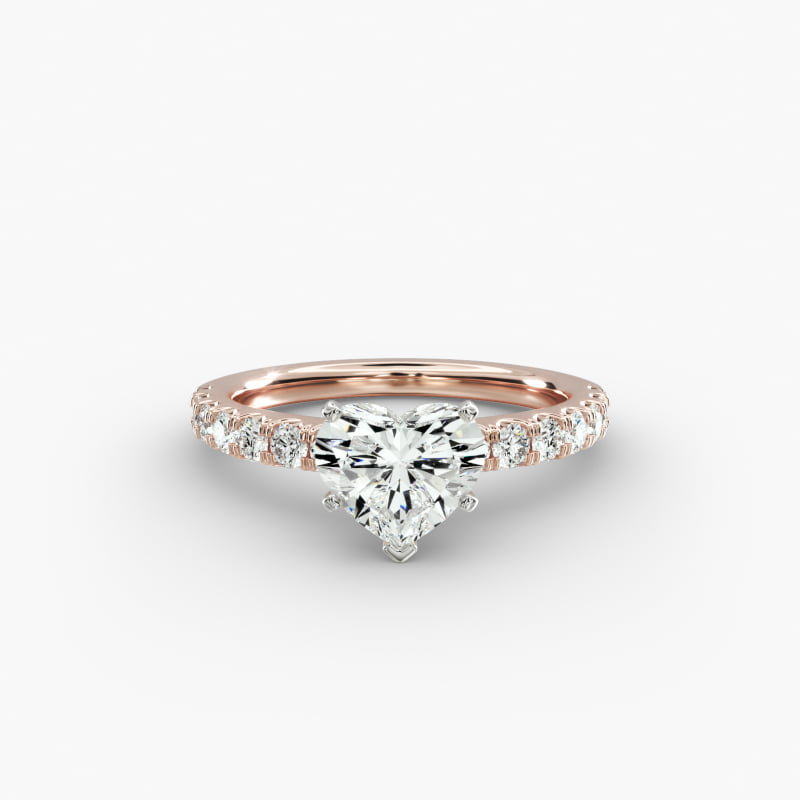 Scalloped Pavé Lab-Grown Diamond Engagement Ring in 14k Rose Gold (3/8 ct. tw.)