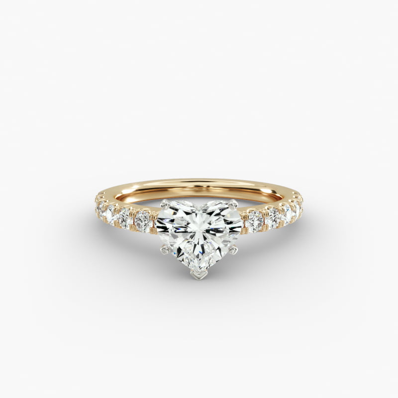 Scalloped Pavé Lab-Grown Diamond Engagement Ring in 14K Yellow Gold (3/8 ct. tw.)