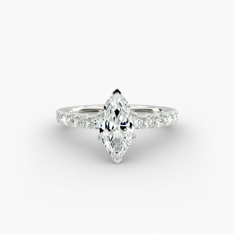 Scalloped Pavé Lab-Grown Diamond Engagement Ring in 14K White Gold (3/8 ct. tw.)