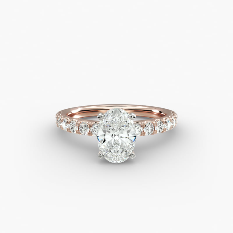 Scalloped Pavé Lab-Grown Diamond Engagement Ring in 14k Rose Gold (3/8 ct. tw.)