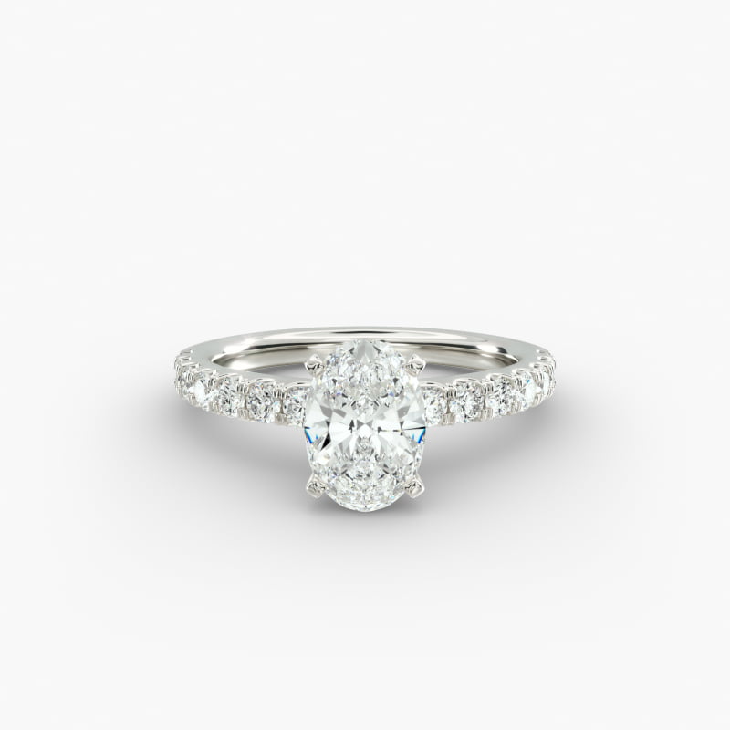 Scalloped Pavé Lab-Grown Diamond Engagement Ring in 14K White Gold (3/8 ct. tw.)