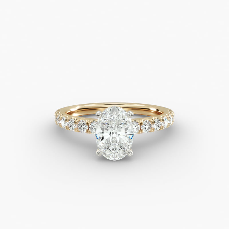 Scalloped Pavé Lab-Grown Diamond Engagement Ring in 14K Yellow Gold (3/8 ct. tw.)