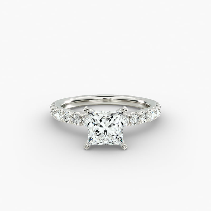 Scalloped Pavé Diamond Engagement Ring in 14K White Gold (3/8 ct. tw.)