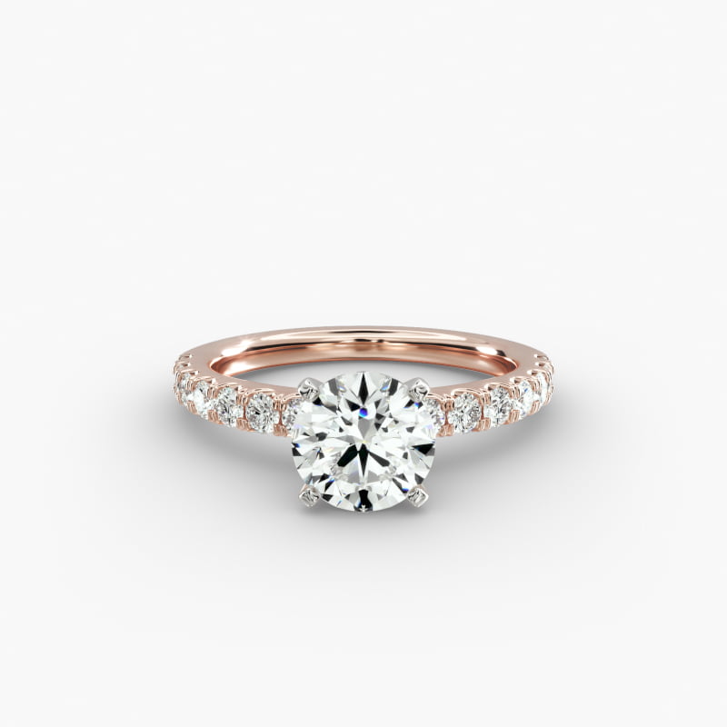 Scalloped Pavé Lab-Grown Diamond Engagement Ring in 14k Rose Gold (3/8 ct. tw.)