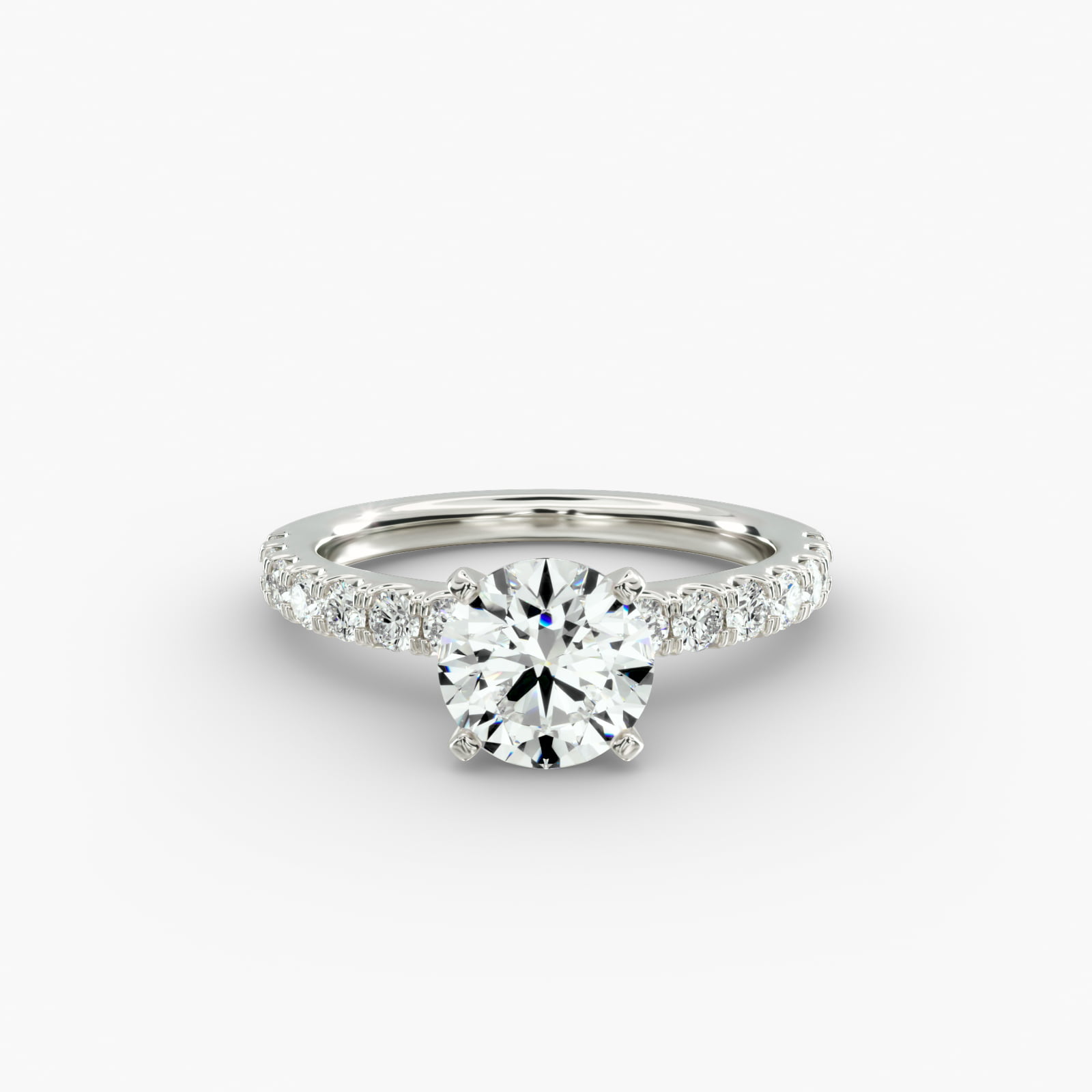 Scalloped Pavé Diamond Engagement Ring in 18k White Gold (3