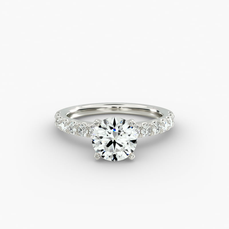Scalloped Pavé Diamond Engagement Ring in 14K White Gold (3/8 ct. tw.)