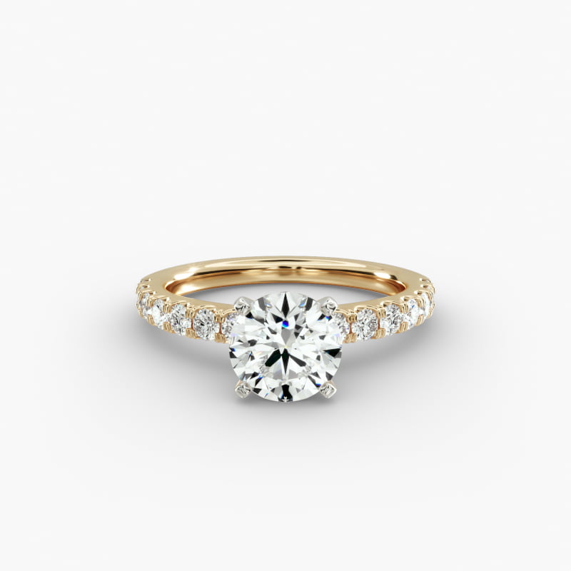 Scalloped Pavé Lab-Grown Diamond Engagement Ring in 14K Yellow Gold (3/8 ct. tw.)