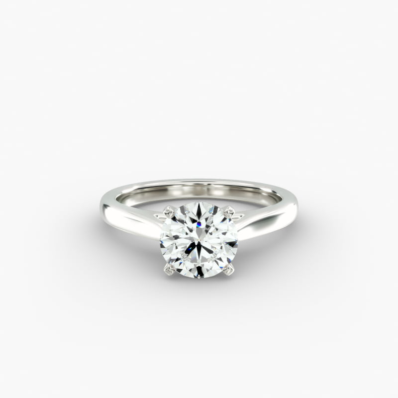 Tapered Cathedral Solitaire Engagement Ring in Platinum
