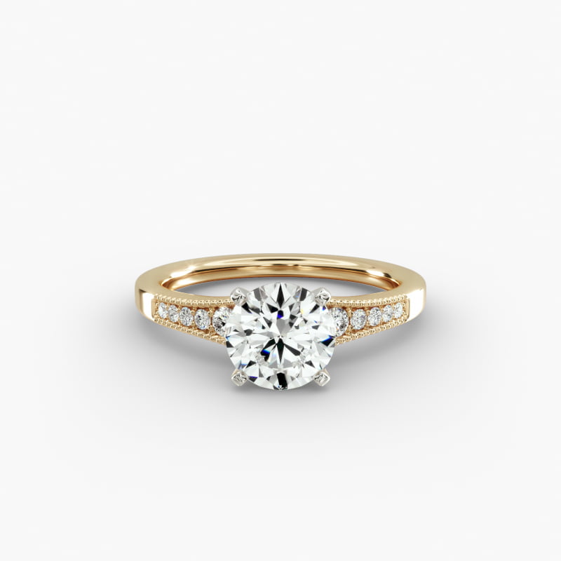Graduated Milgrain Diamond Engagement Ring in 14k Yellow Gold (1/10 ct. tw.)