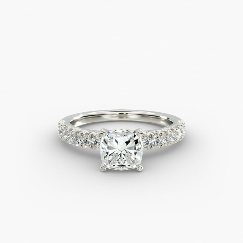 French Pavé Diamond Engagement Ring in Platinum (1/4 ct. tw.)