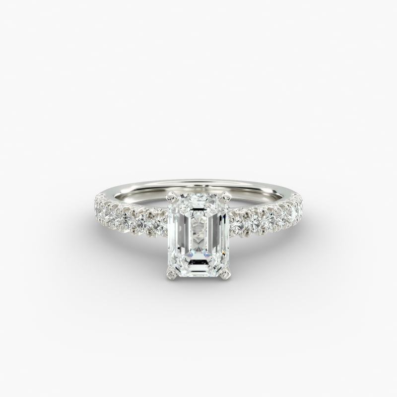 French Pavé Diamond Engagement Ring in Platinum (1/4 ct. tw.)