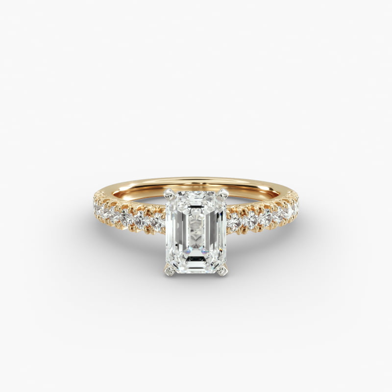 French Pavé Lab-Grown Diamond Engagement Ring in 14k Yellow Gold (1/4 ct. tw.)