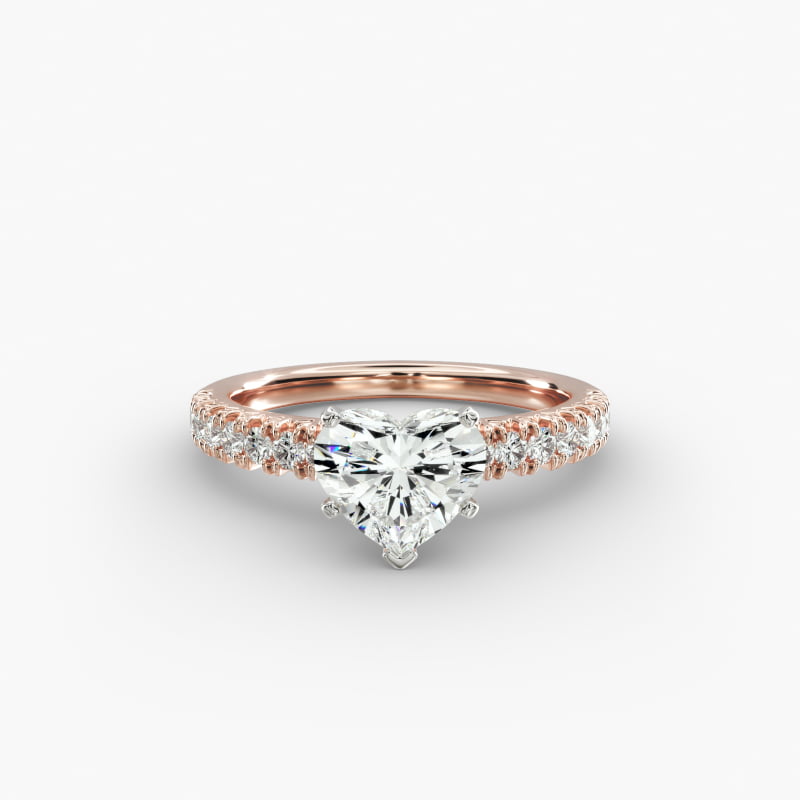 French Pavé Lab-Grown Diamond Engagement Ring in 14k Rose Gold (1/4 ct. tw.)