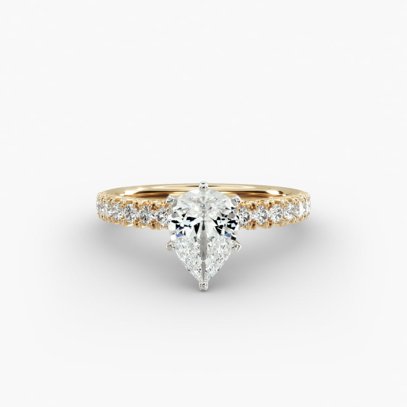 French Pavé Lab-Grown Diamond Engagement Ring in 14k Yellow Gold (1/4 ct. tw.)