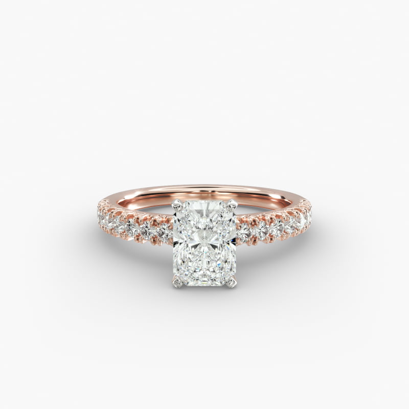 French Pavé Lab-Grown Diamond Engagement Ring in 14k Rose Gold (1/4 ct. tw.)