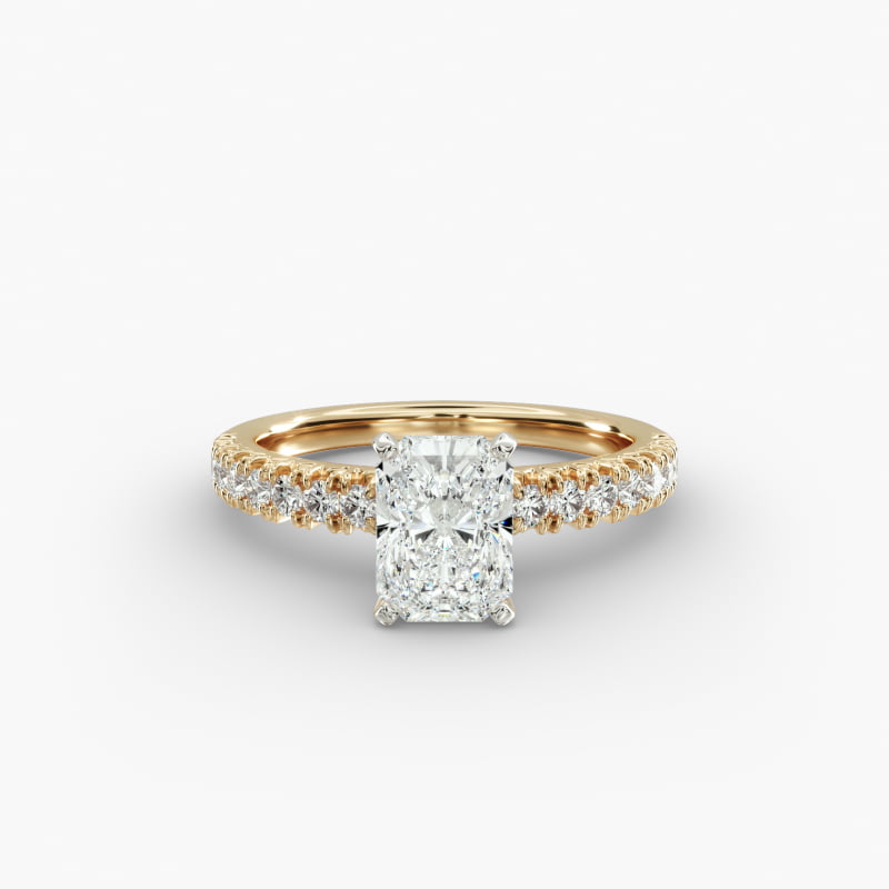 French Pavé Lab-Grown Diamond Engagement Ring in 14k Yellow Gold (1/4 ct. tw.)