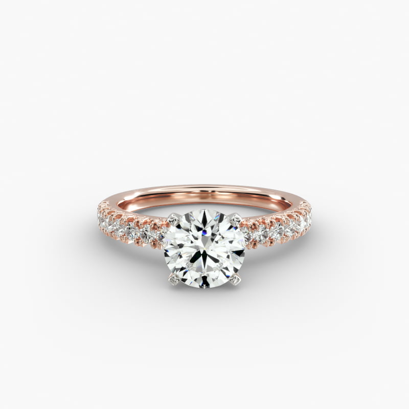 French Pavé Diamond Engagement Ring in 14k Rose Gold (1/4 ct. tw.)