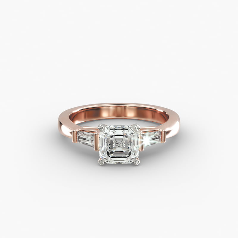Tapered Baguette Lab-Grown Diamond Engagement Ring in 14k Rose Gold