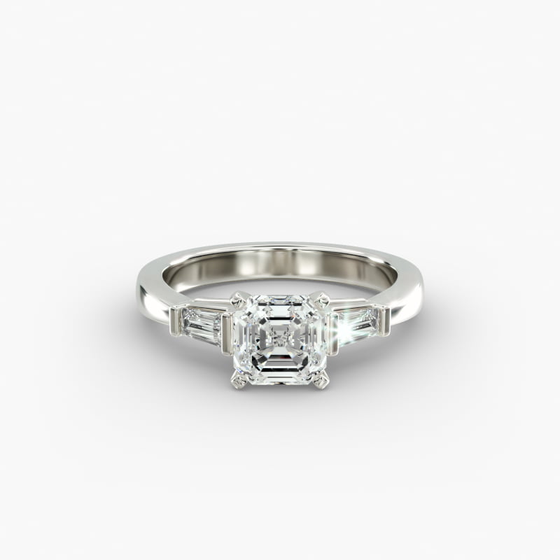 Tapered Baguette Lab-Grown Diamond Engagement Ring in 14k White Gold