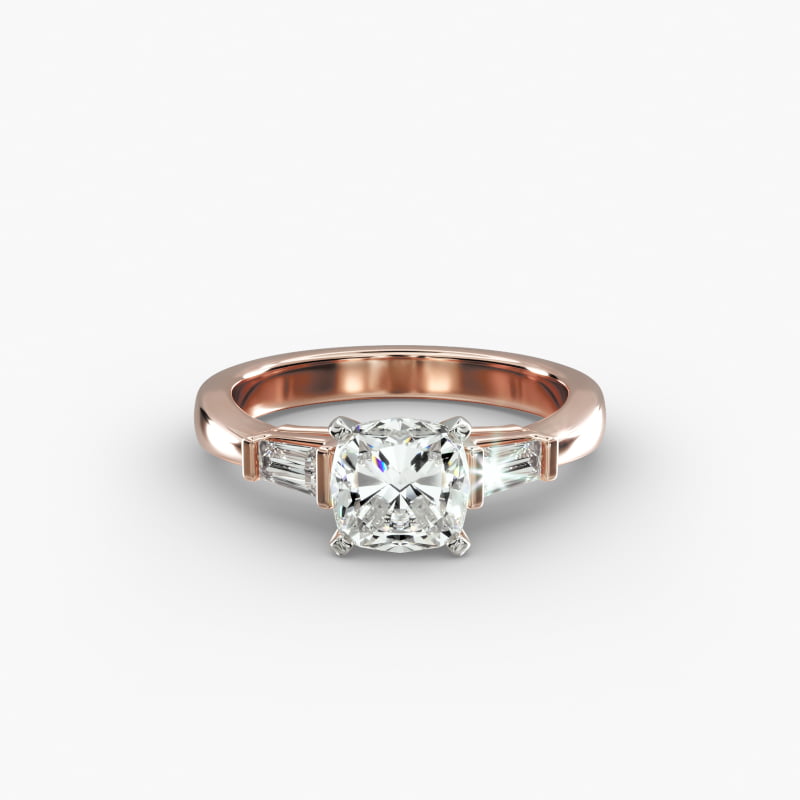 Tapered Baguette Lab-Grown Diamond Engagement Ring in 14k Rose Gold
