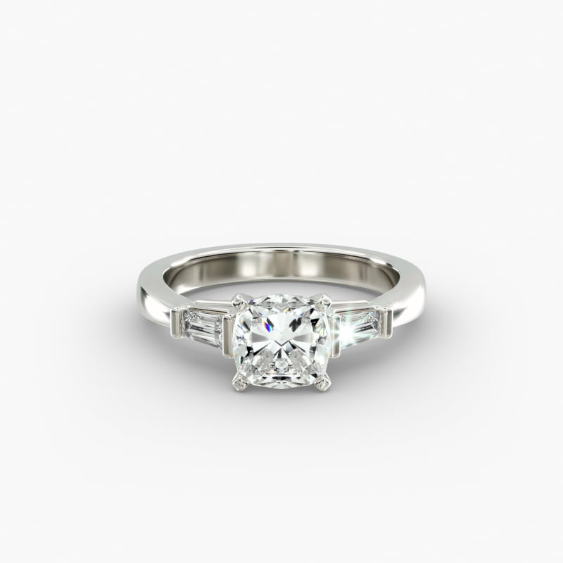 Tapered Baguette Lab-Grown Diamond Engagement Ring in 14k White Gold
