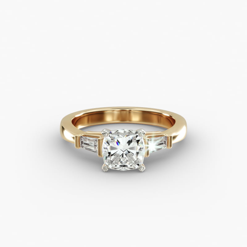 Tapered Baguette Lab-Grown Diamond Engagement Ring in 14K Yellow Gold