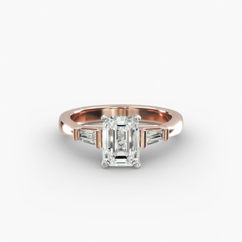 Tapered Baguette Lab-Grown Diamond Engagement Ring in 14k Rose Gold