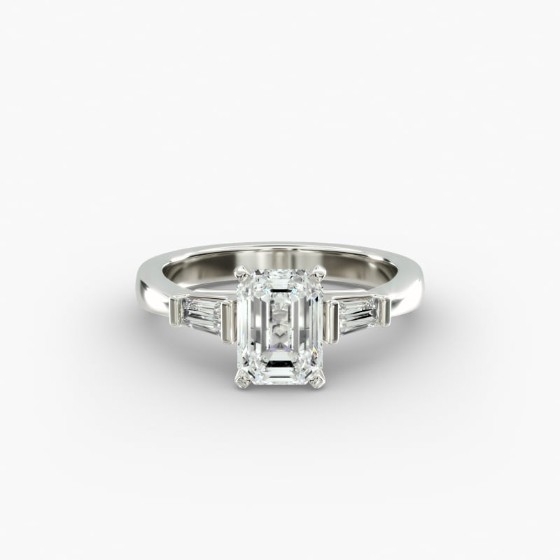 Tapered Baguette Lab-Grown Diamond Engagement Ring in 14k White Gold