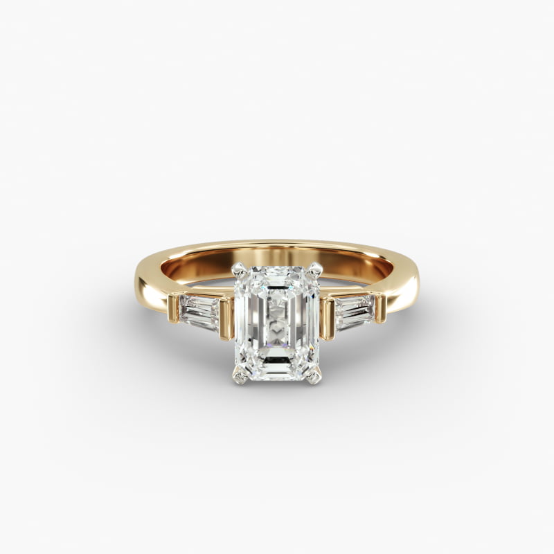 Tapered Baguette Lab-Grown Diamond Engagement Ring in 14K Yellow Gold