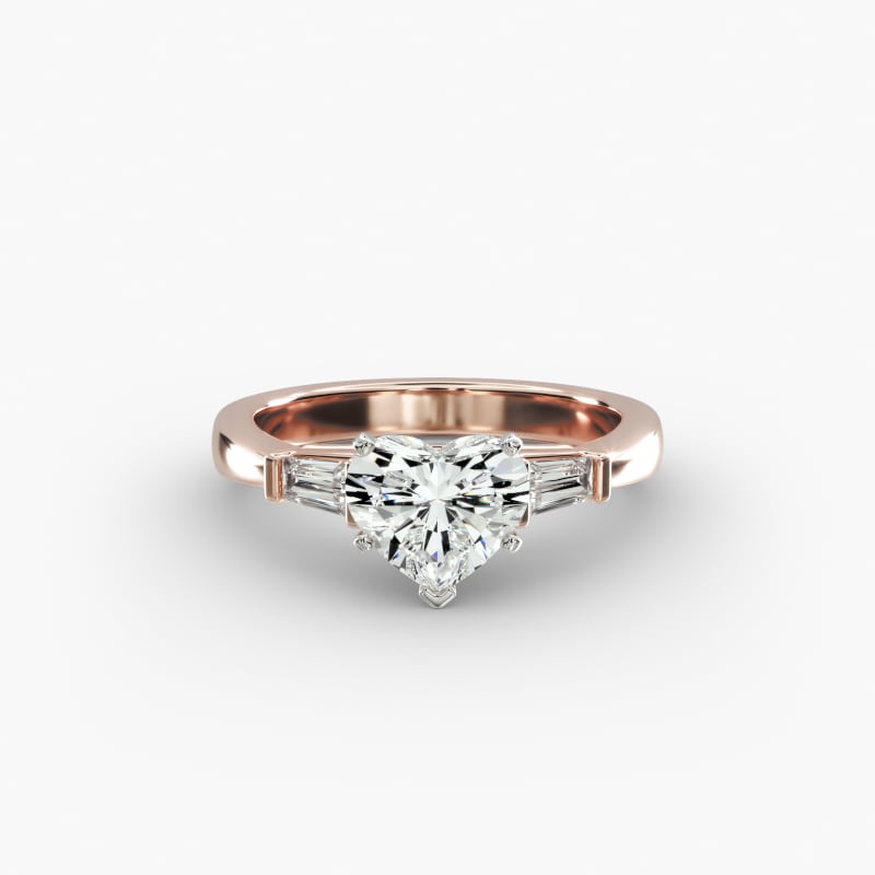 Tapered Baguette Lab-Grown Diamond Engagement Ring in 14k Rose Gold