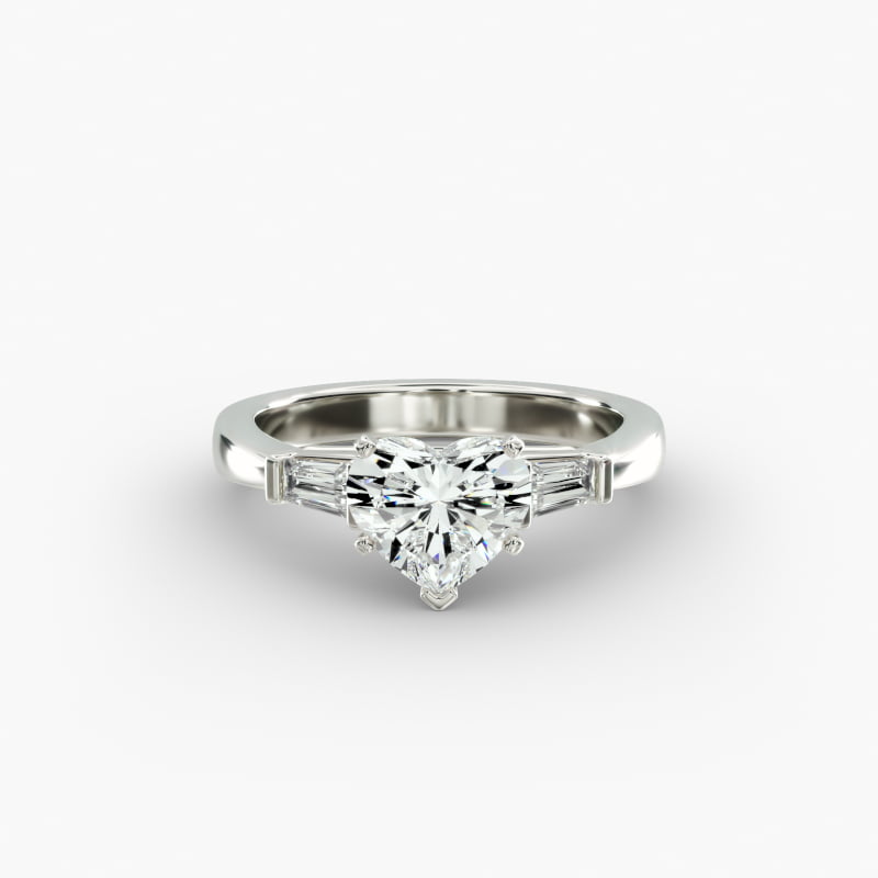 Tapered Baguette Lab-Grown Diamond Engagement Ring in 14k White Gold