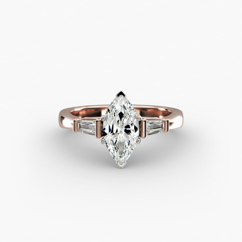 Tapered Baguette Lab-Grown Diamond Engagement Ring in 14k Rose Gold