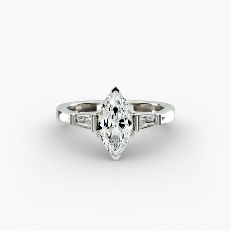 Tapered Baguette Lab-Grown Diamond Engagement Ring in 14k White Gold
