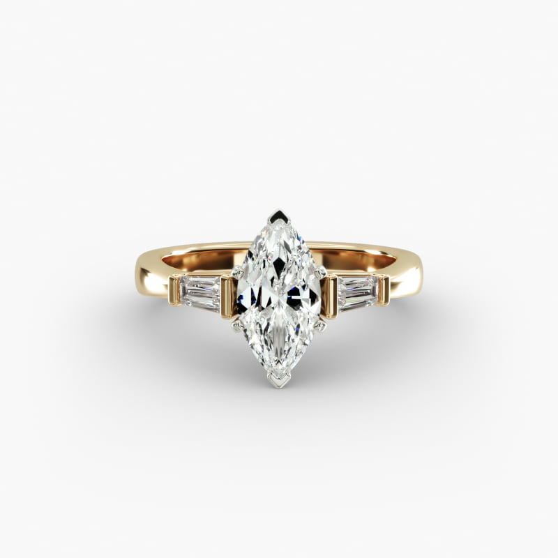 Tapered Baguette Lab-Grown Diamond Engagement Ring in 14K Yellow Gold