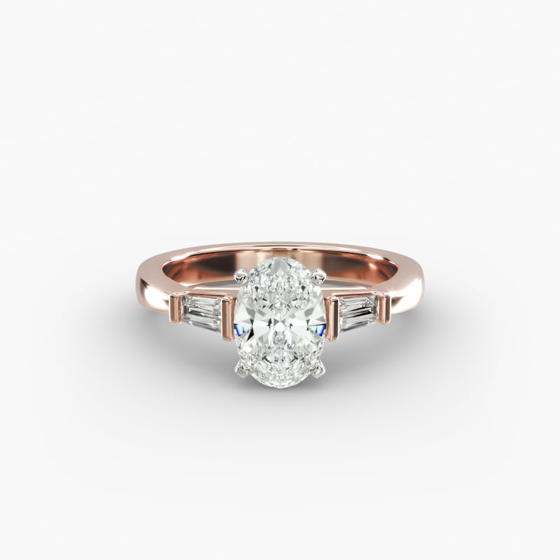 Tapered Baguette Lab-Grown Diamond Engagement Ring in 14k Rose Gold