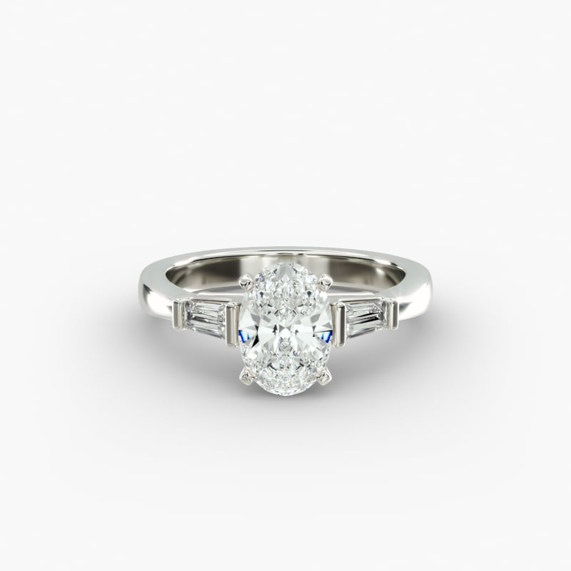Tapered Baguette Lab-Grown Diamond Engagement Ring in 14k White Gold