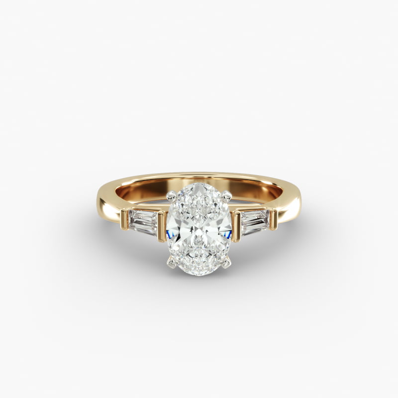 Tapered Baguette Lab-Grown Diamond Engagement Ring in 14K Yellow Gold