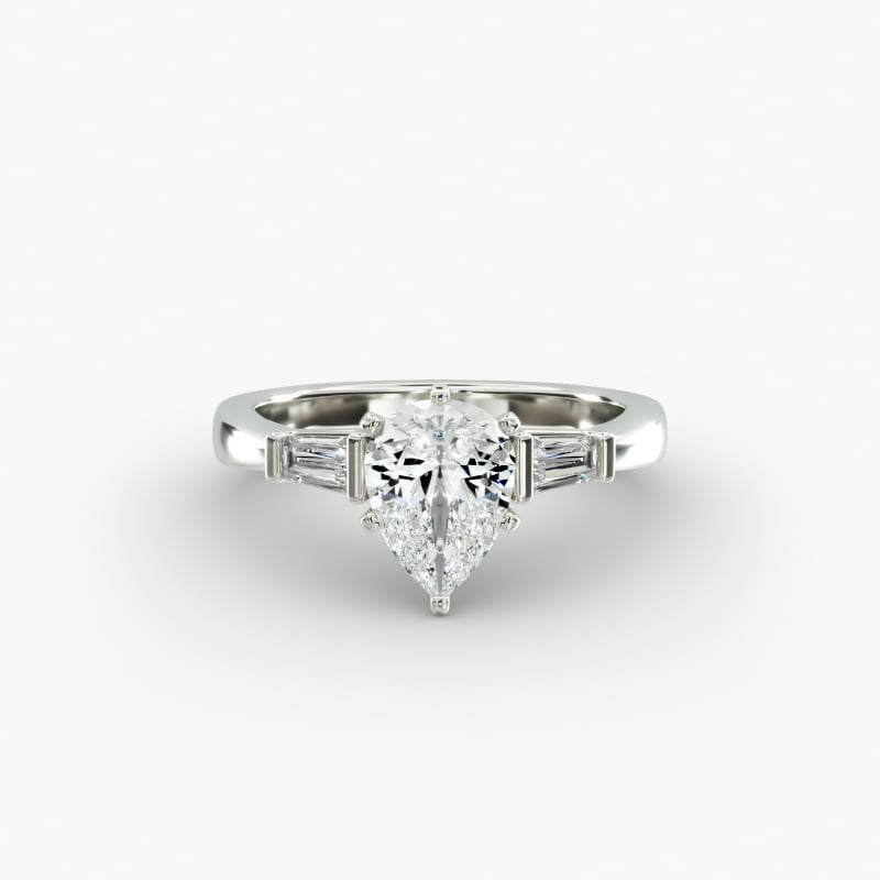 Tapered Baguette Lab-Grown Diamond Engagement Ring in 14k White Gold